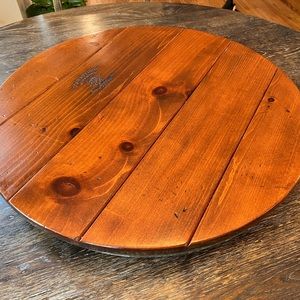 Wine barrel lazy Susan